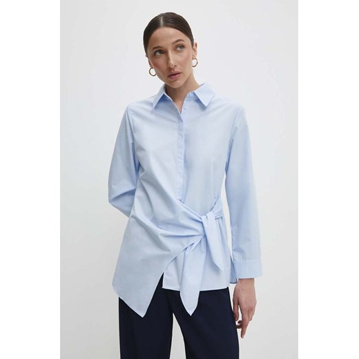 Answear Lab bluzka damska kolor niebieski gładka ze sklepu ANSWEAR.com w kategorii Koszule damskie - zdjęcie 171964383