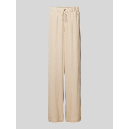 Spodnie o kroju regular fit z mieszanki lnu i wiskozy z tunelem ze sklepu Peek&Cloppenburg  w kategorii Spodnie damskie - zdjęcie 171977893