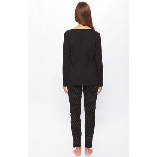 Bawełniana piżama damska z długimi rękawami i długimi nogawkami 66/5-25L/1A790, Kolor czarny-wzór, Rozmiar S, Miss Fabio ze sklepu Intymna w kategorii Piżamy damskie - zdjęcie 171978262