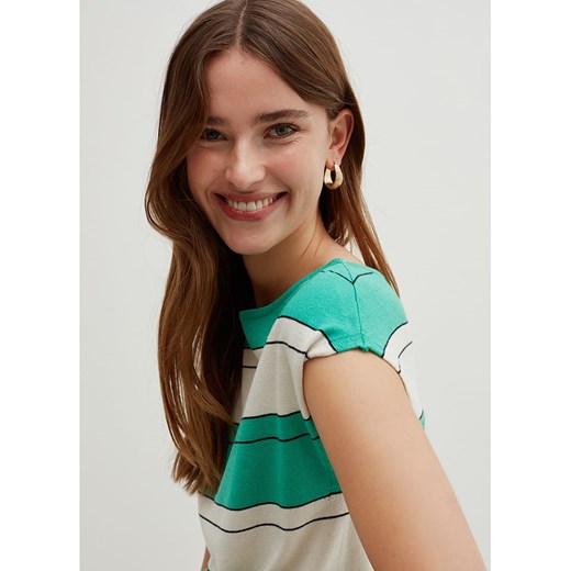 STEFANEL Koszulka w kolorze turkusowo-kremowym ze sklepu Limango Polska w kategorii Bluzki damskie - zdjęcie 171978851