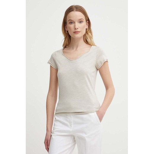 Sisley t-shirt damski kolor beżowy ze sklepu ANSWEAR.com w kategorii Bluzki damskie - zdjęcie 171981713
