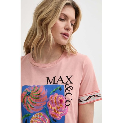 MAX&amp;Co. t-shirt bawełniany damski kolor różowy 2416971024200 L ANSWEAR.com