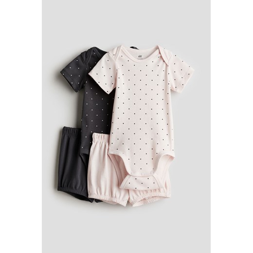 H & M - Komplet z bawełnianego dżerseju 4-częściowy - Szary ze sklepu H&M w kategorii Odzież dla niemowląt - zdjęcie 171983192