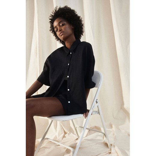H & M - Lniana koszula - Czarny ze sklepu H&M w kategorii Koszule damskie - zdjęcie 171983202