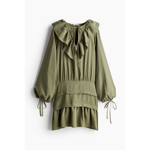 H & M - Sukienka z falbankowym kołnierzem - Zielony H & M M H&M