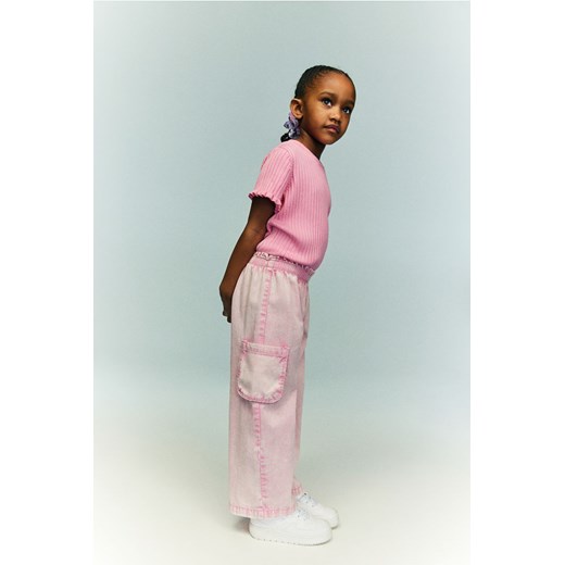 H & M - Top z dzianiny w prążki - Różowy ze sklepu H&M w kategorii Bluzki dziewczęce - zdjęcie 171983313