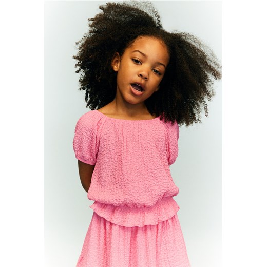 H & M - Top z bufiastym rękawem - Różowy ze sklepu H&M w kategorii Bluzki dziewczęce - zdjęcie 171983372