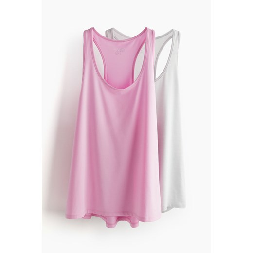 H & M - Koszulka sportowa DryMove 2-pak - Różowy ze sklepu H&M w kategorii Bluzki damskie - zdjęcie 171983390
