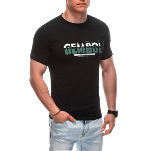 T-shirt męski z nadrukiem 1921S - czarny ze sklepu Edoti w kategorii T-shirty męskie - zdjęcie 171983881