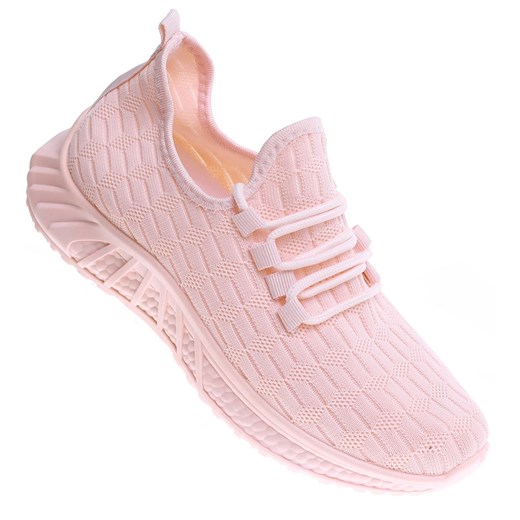 Buty sportowe damskie różowe Pantofelek24 sznurowane płaskie 