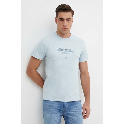 Pepe Jeans t-shirt bawełniany CINTHOM męski kolor niebieski z nadrukiem PM509369 ze sklepu ANSWEAR.com w kategorii T-shirty męskie - zdjęcie 171987983