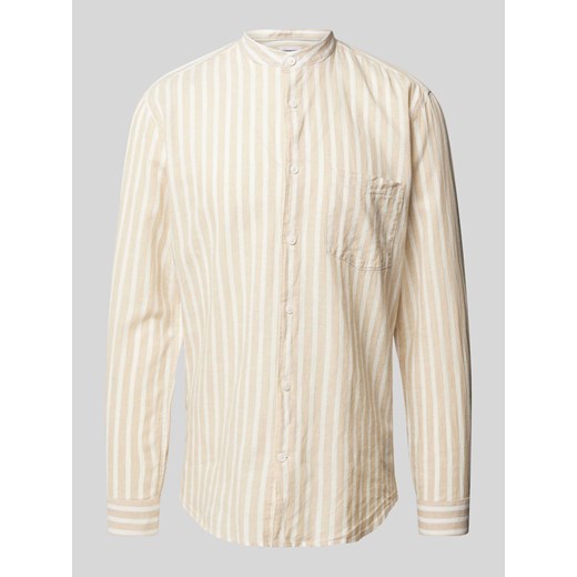 Koszula lniana o kroju Slim Fit z wzorem w paski ze sklepu Peek&Cloppenburg  w kategorii Koszule męskie - zdjęcie 171989572