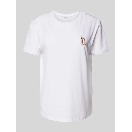 T-shirt z wyhaftowanym napisem ze sklepu Peek&Cloppenburg  w kategorii Bluzki damskie - zdjęcie 171989581