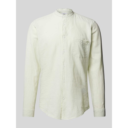 Koszula lniana o kroju slim fit z tkanym wzorem ze sklepu Peek&Cloppenburg  w kategorii Koszule męskie - zdjęcie 171989873
