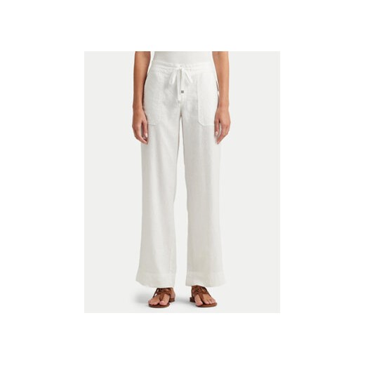 Lauren Ralph Lauren Spodnie materiałowe 200735138001 Biały Wide Leg ze sklepu MODIVO w kategorii Spodnie damskie - zdjęcie 171990993