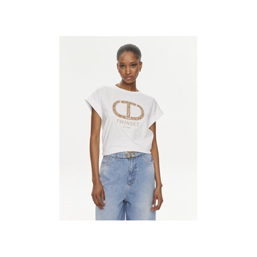 TWINSET T-Shirt 241TT2142 Biały Loose Fit ze sklepu MODIVO w kategorii Bluzki damskie - zdjęcie 171991044