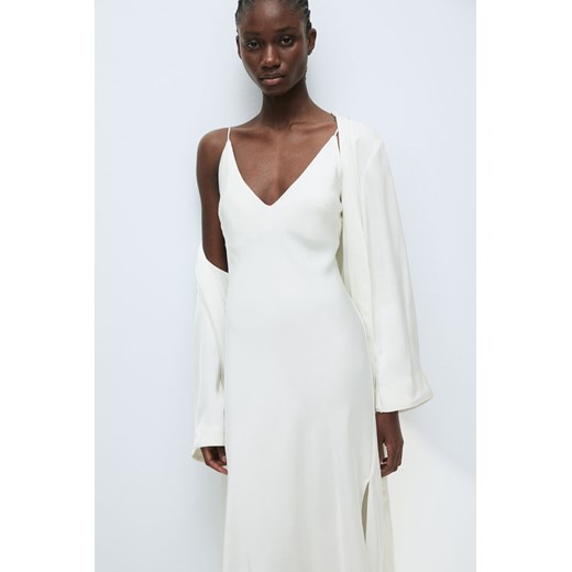H & M - Satynowa koszula nocna na ramiączkach - Biały H & M L H&M