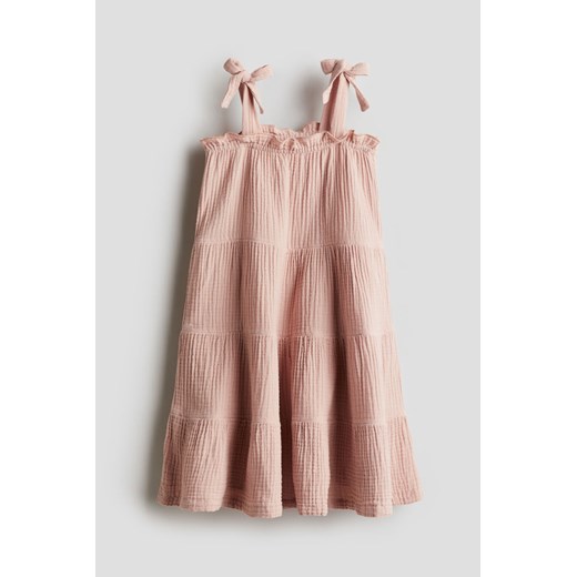 H & M - Falbaniasta sukienka z bawełnianego muślinu - Różowy H & M 116 (5-6Y) H&M