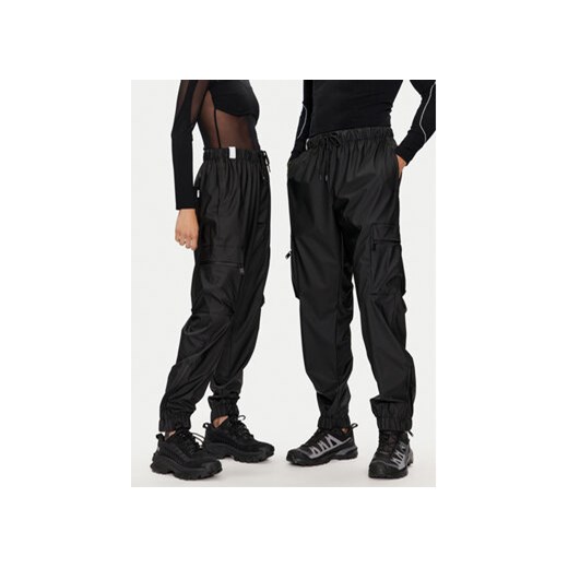 Rains Spodnie przeciwdeszczowe Cargo Rain Pants Regular W3 18850 Czarny Regular Fit ze sklepu MODIVO w kategorii Spodnie damskie - zdjęcie 171992593