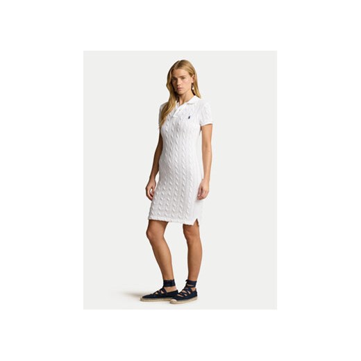 Polo Ralph Lauren Sukienka dzianinowa 211943139002 Biały Slim Fit ze sklepu MODIVO w kategorii Sukienki - zdjęcie 171992633
