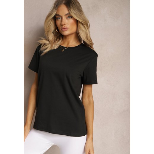Czarna Koszulka z Bawełny o Fasonie T-shirt Lormarka ze sklepu Renee odzież w kategorii Bluzki damskie - zdjęcie 171996394