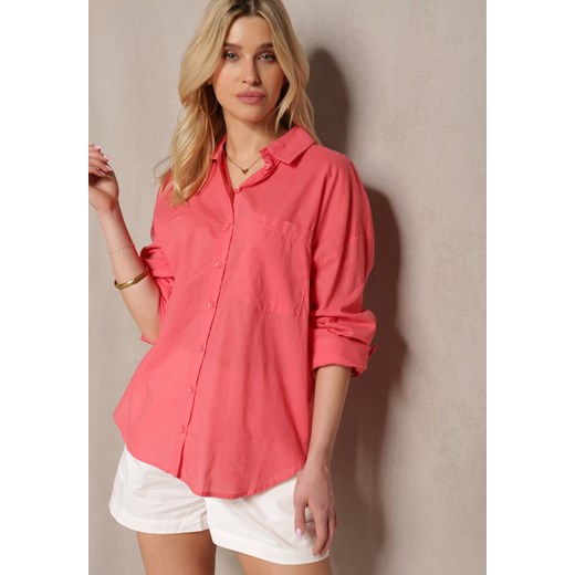 Różowa Bawełniana Koszula z Długim Rękawem i Guzikami Efique ze sklepu Renee odzież w kategorii Koszule damskie - zdjęcie 171996644
