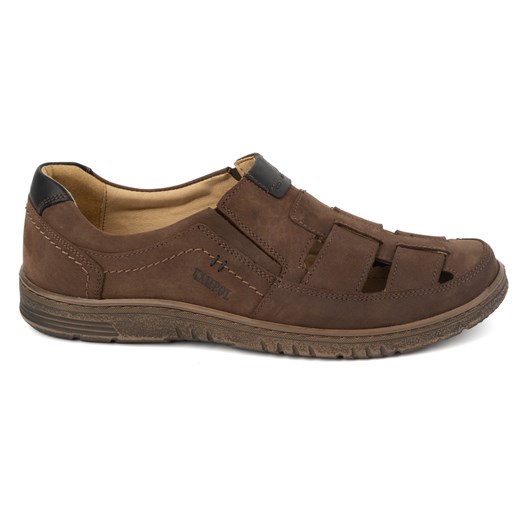 Buty męskie skórzane casual 86KAM nubuck brązowe ze sklepu butyolivier w kategorii Półbuty męskie - zdjęcie 171997693