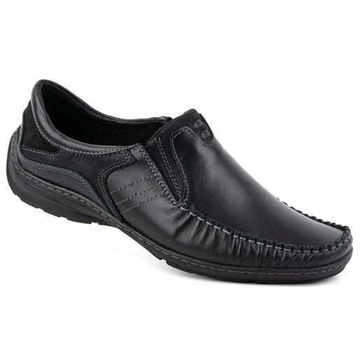 Buty męskie mokasyny skórzane 627K czarne ze sklepu butyolivier w kategorii Mokasyny męskie - zdjęcie 171997743