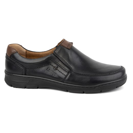 Buty męskie skórzane casual wsuwane 58KAM licowe czarne ze sklepu butyolivier w kategorii Półbuty męskie - zdjęcie 171997923
