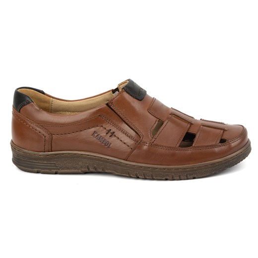 Buty męskie skórzane casual 86KAM licowe brązowe 42 butyolivier