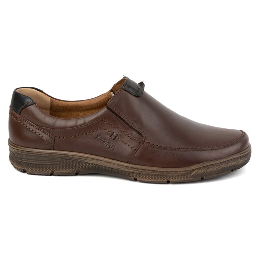 Buty męskie skórzane casual wsuwane 58KAM licowe brązowe ze sklepu butyolivier w kategorii Półbuty męskie - zdjęcie 171998210