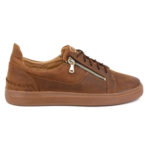 Buty męskie casual ze skóry naturalnej POLBUT 2125 camel brązowe Polbut 41 okazja butyolivier