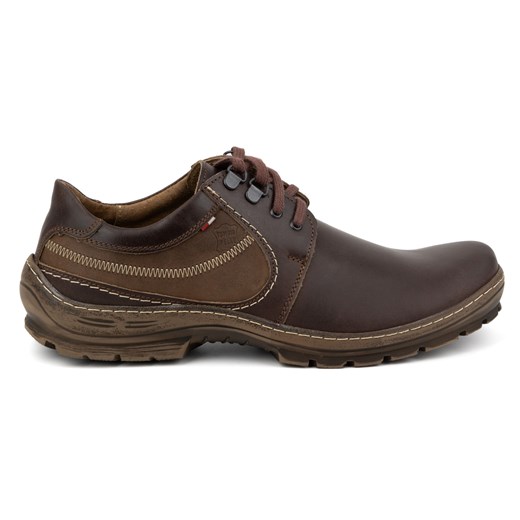 Buty męskie skórzane casual sznurowane 307GT brązowe ze sklepu butyolivier w kategorii Półbuty męskie - zdjęcie 171998604
