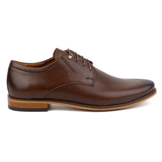 Buty męskie eleganckie, skórzane, wiązane, model 483, w kolorze ciemnobrązowym ze sklepu butyolivier w kategorii Buty eleganckie męskie - zdjęcie 171998634