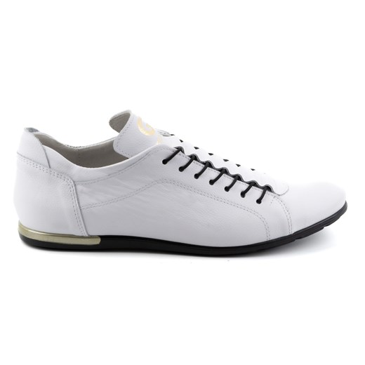 Buty sportowe męskie skórzane 2123 białe ze sklepu butyolivier w kategorii Półbuty męskie - zdjęcie 171998673
