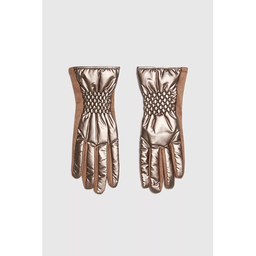 Rękawiczki z pikowaniem brązowe ze sklepu Moodo.pl w kategorii Rękawiczki damskie - zdjęcie 171998872