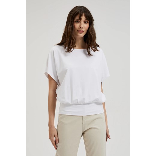 Gładka bluzka z szerokimi rękawami biała ze sklepu Moodo.pl w kategorii Bluzki damskie - zdjęcie 171999011
