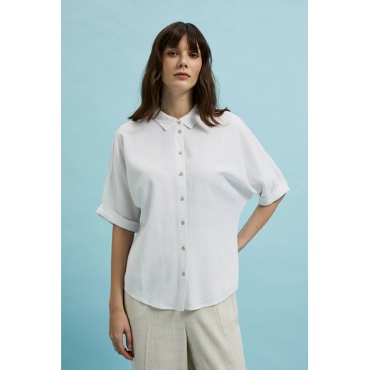 Koszula z krótkimi i szerokimi rękawami biała ze sklepu Moodo.pl w kategorii Koszule damskie - zdjęcie 171999822