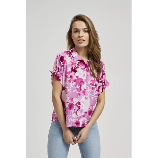 Koszula z kwiatowym wzorem różowa ze sklepu Moodo.pl w kategorii Koszule damskie - zdjęcie 172001462