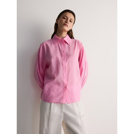 Reserved - Koszula z bawełny - różowy ze sklepu Reserved w kategorii Koszule damskie - zdjęcie 172001732