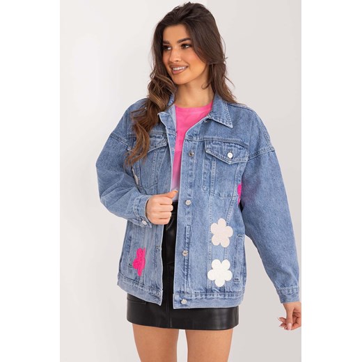 Damska kurtka jasnoniebieska jeansowa w kwiaty ze sklepu 5.10.15 w kategorii Kurtki damskie - zdjęcie 172002682
