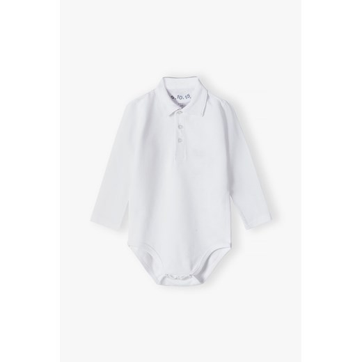 Bawełniane body niemowlęce z kołnierzykiem - białe ze sklepu 5.10.15 w kategorii Body niemowlęce - zdjęcie 172002690