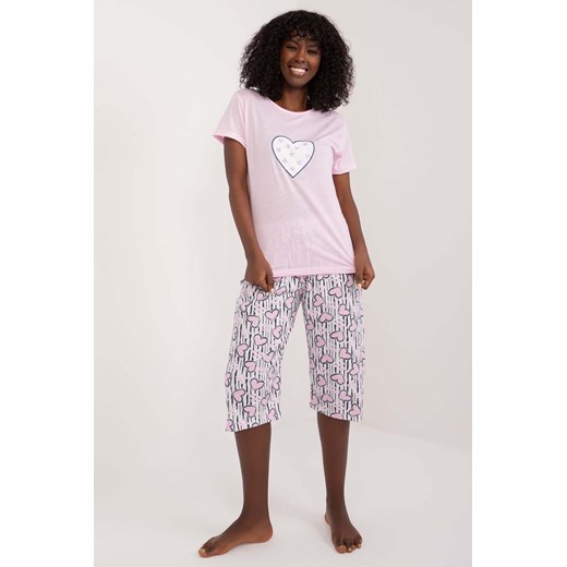 Bawełniana piżama damska z nogawką 3/4 z sercem ze sklepu 5.10.15 w kategorii Piżamy damskie - zdjęcie 172002733