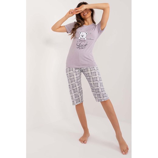 Bawełniana piżama damska z nogawką w kratę 3/4 ze sklepu 5.10.15 w kategorii Piżamy damskie - zdjęcie 172002740