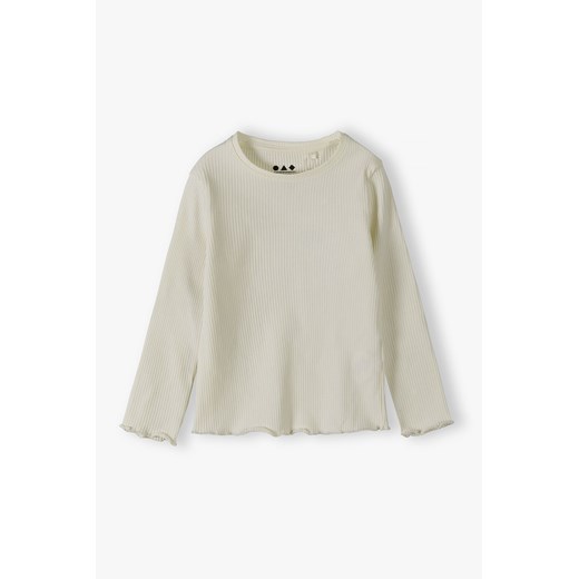Dzianinowa bluzka dziewczęca w prążki - ecru - Limited Edition ze sklepu 5.10.15 w kategorii Bluzki dziewczęce - zdjęcie 172002830