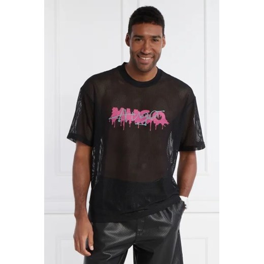 T-shirt męski Hugo Boss czarny z krótkim rękawem na wiosnę