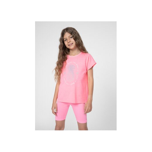 4F T-Shirt 4FJSS23TTSHF398 Różowy Regular Fit ze sklepu MODIVO w kategorii Bluzki dziewczęce - zdjęcie 172003193