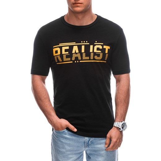 T-shirt męski z nadrukiem 1928S - czarny ze sklepu Edoti w kategorii T-shirty męskie - zdjęcie 172003374