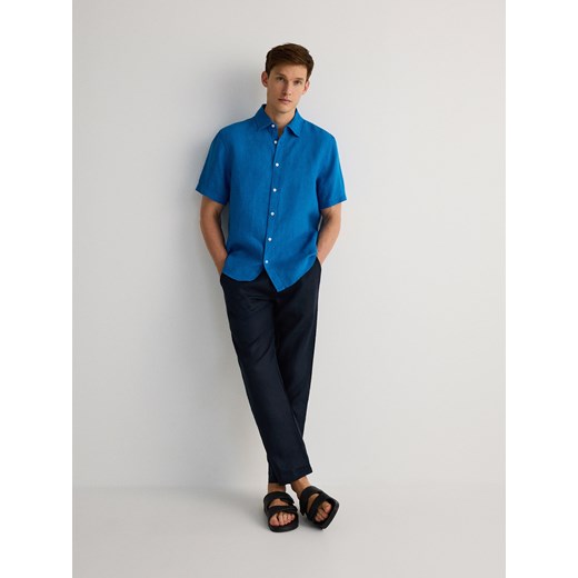 Reserved - Lniana koszula comfort fit - niebieski ze sklepu Reserved w kategorii Koszule męskie - zdjęcie 172003440