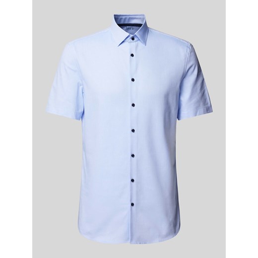 Koszula biznesowa o kroju slim fit z drobnym wzorem i kołnierzykiem typu kent ze sklepu Peek&Cloppenburg  w kategorii Koszule męskie - zdjęcie 172005853